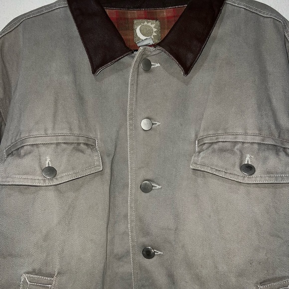 Vintage Marlboro Work Jacket 90s Detroit Style Flannel Lined Tan Size XL - Picture 5 of 10